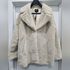 Express faux fur jacket.  XL in beige